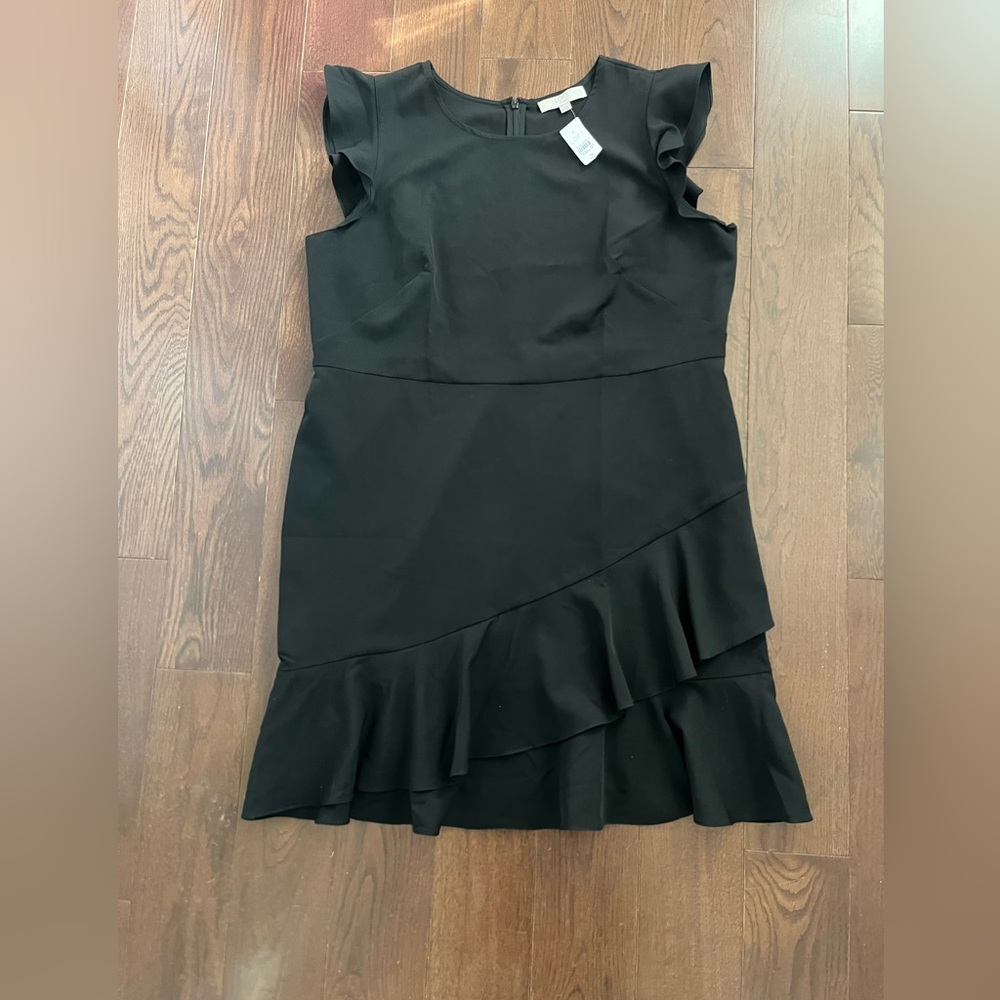 NWT LOFT Black Ruffle Dress with Flutter Sleeves – Plus Size
